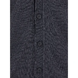 Grey V-Neck Cardigan with Logo on the Back in Cotton Man