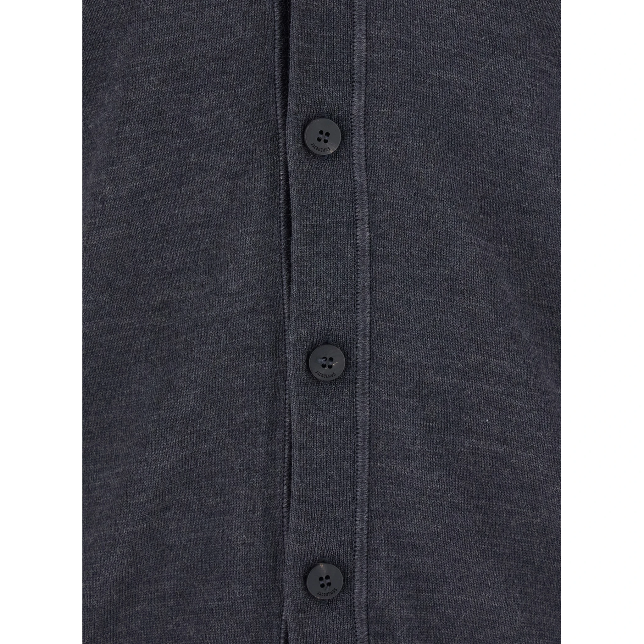 Grey V-Neck Cardigan with Logo on the Back in Cotton Man