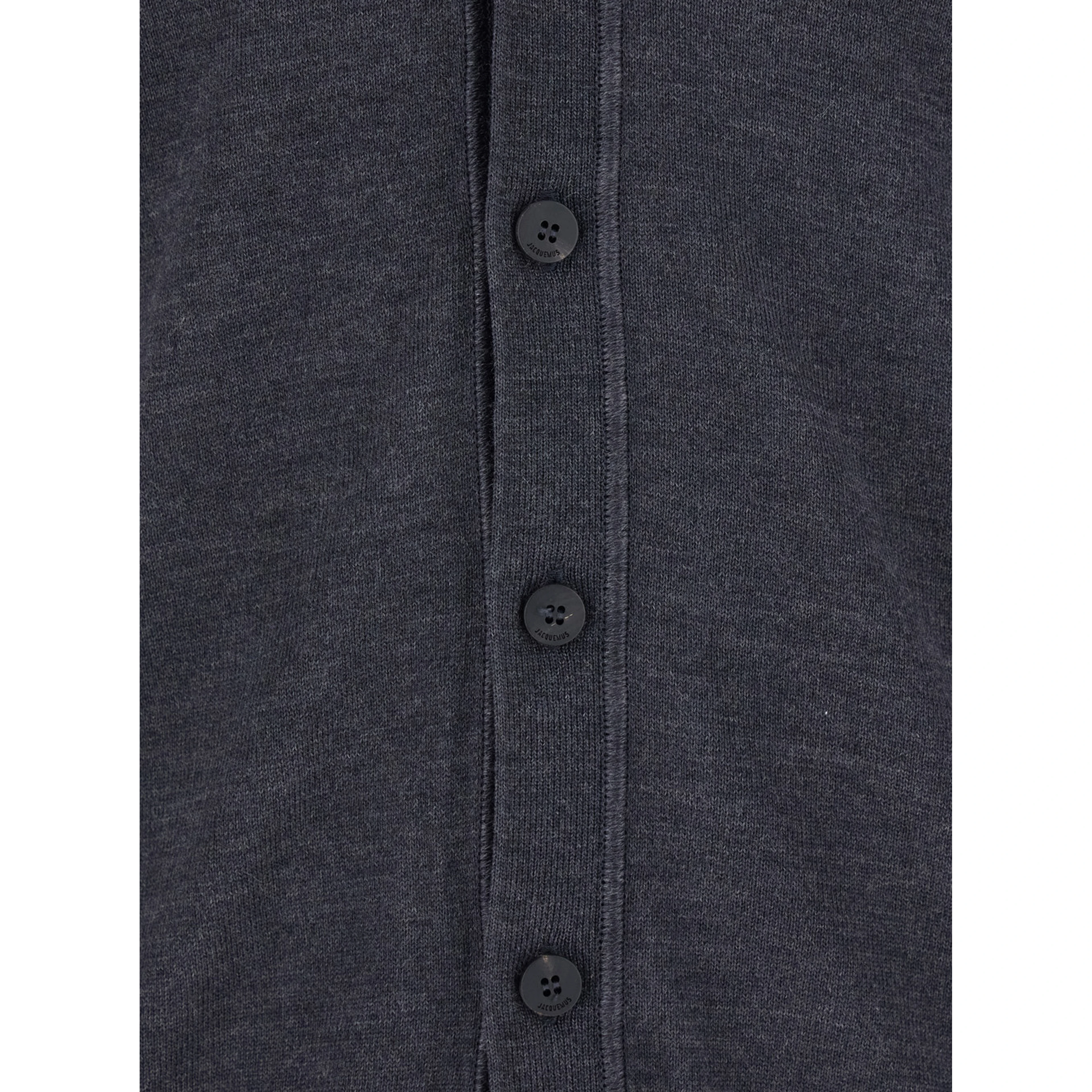 Grey V-Neck Cardigan with Logo on the Back in Cotton Man
