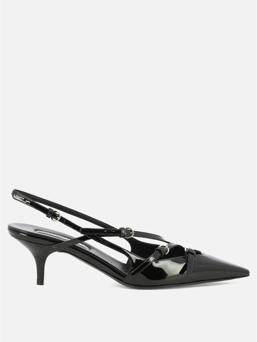 45mm Patent-leather slingback pumps