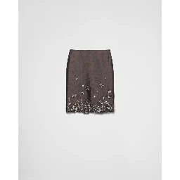 Embroidered silk and wool skirt