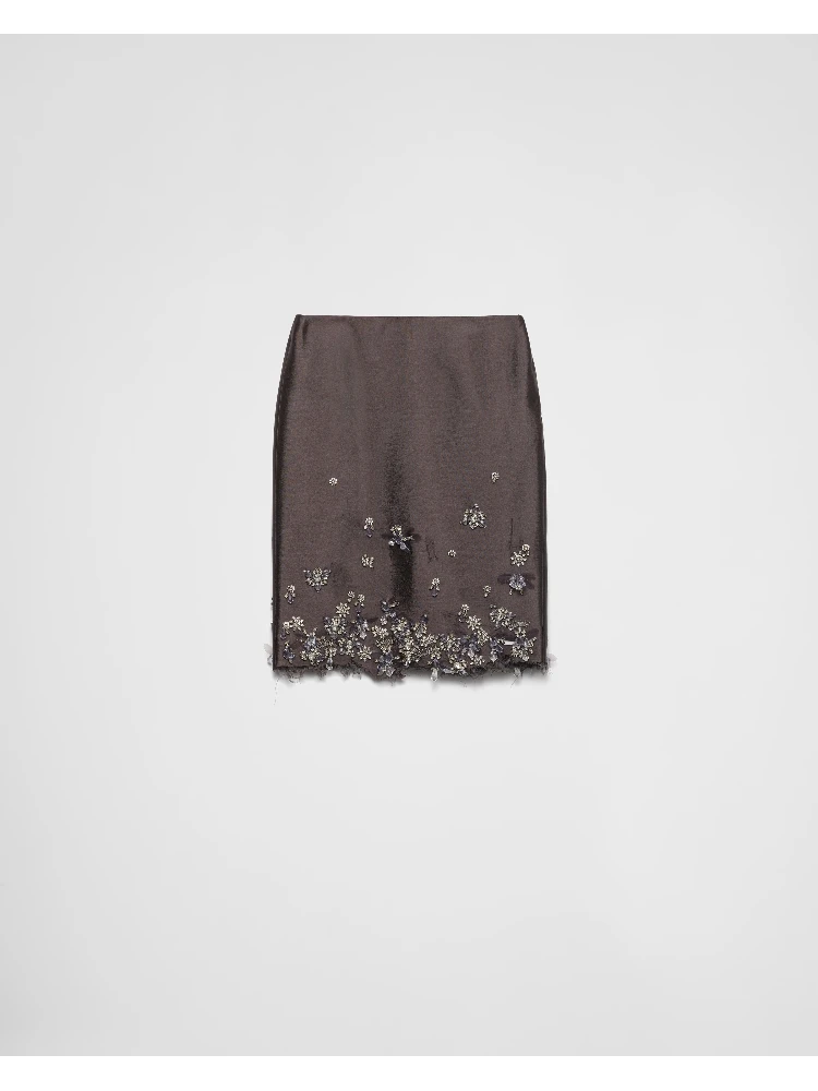 Embroidered silk and wool skirt