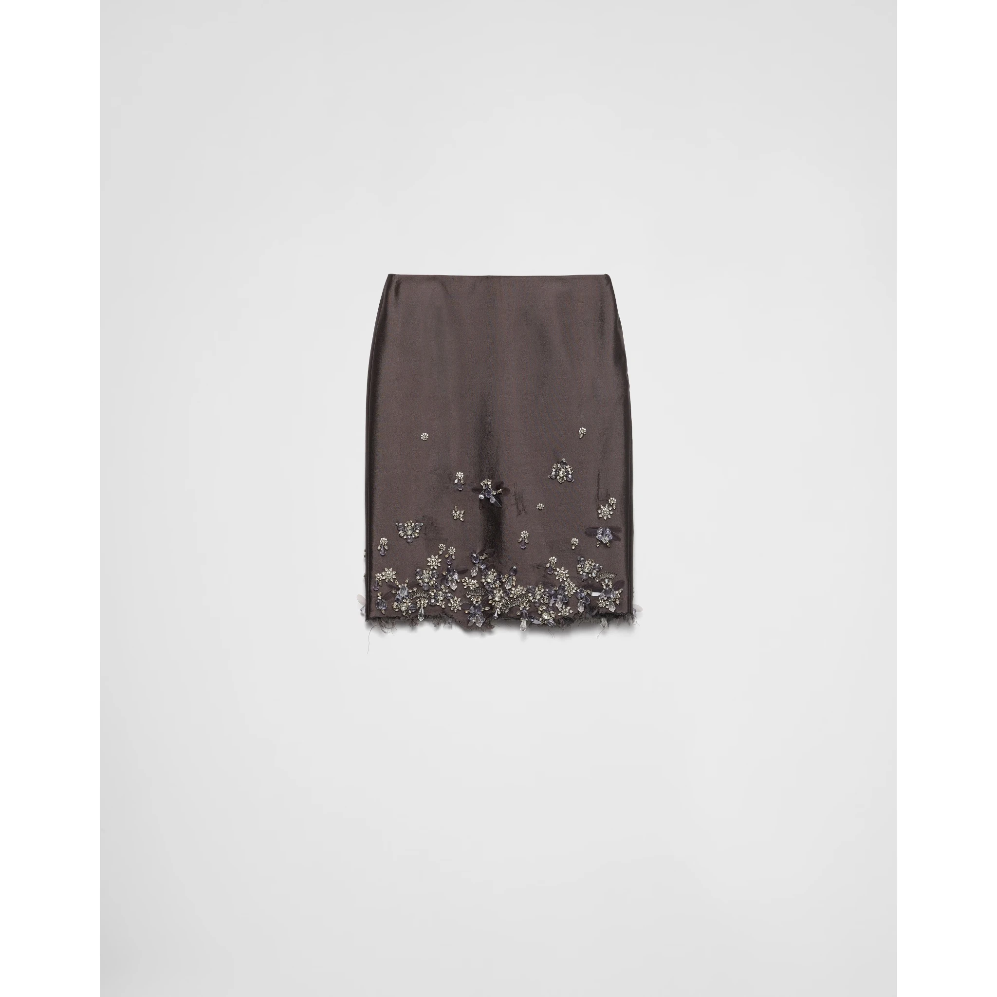 Embroidered silk and wool skirt