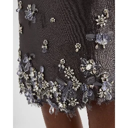 Embroidered silk and wool skirt