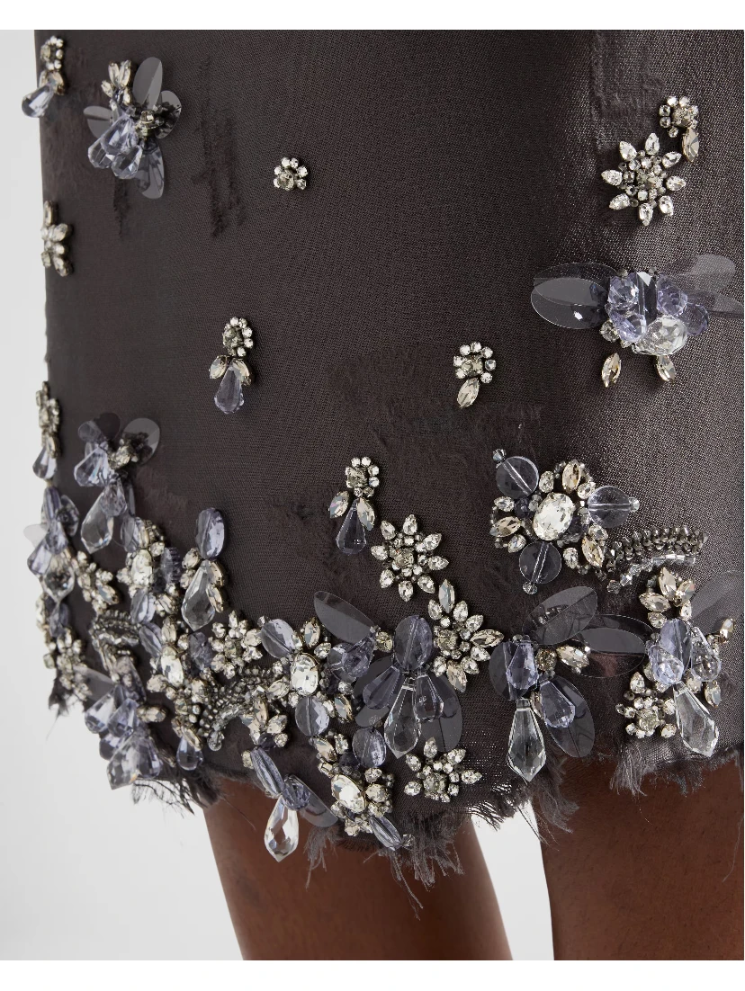 Embroidered silk and wool skirt