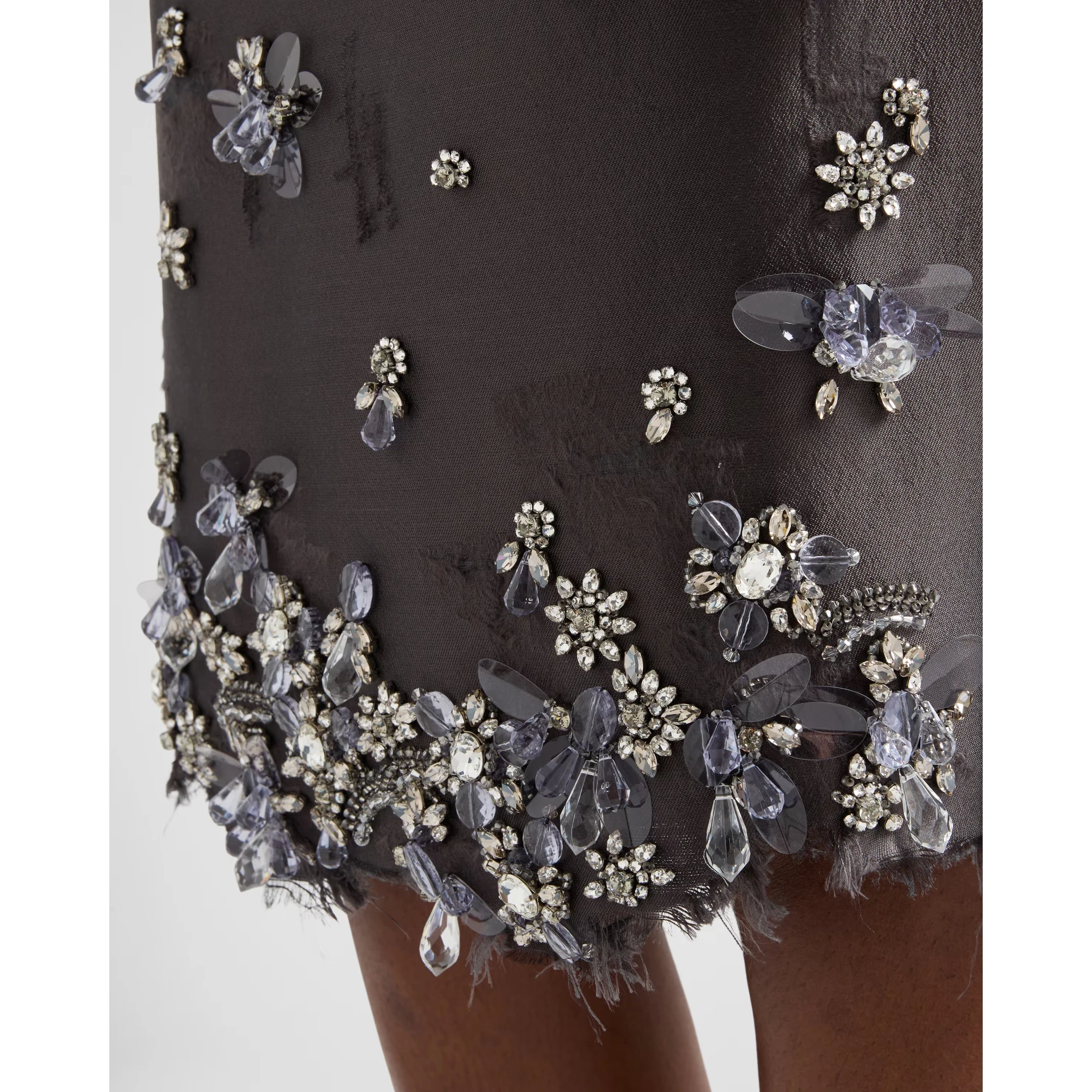 Embroidered silk and wool skirt