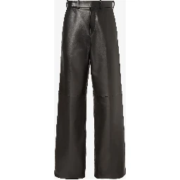 Wide fit pants in leather