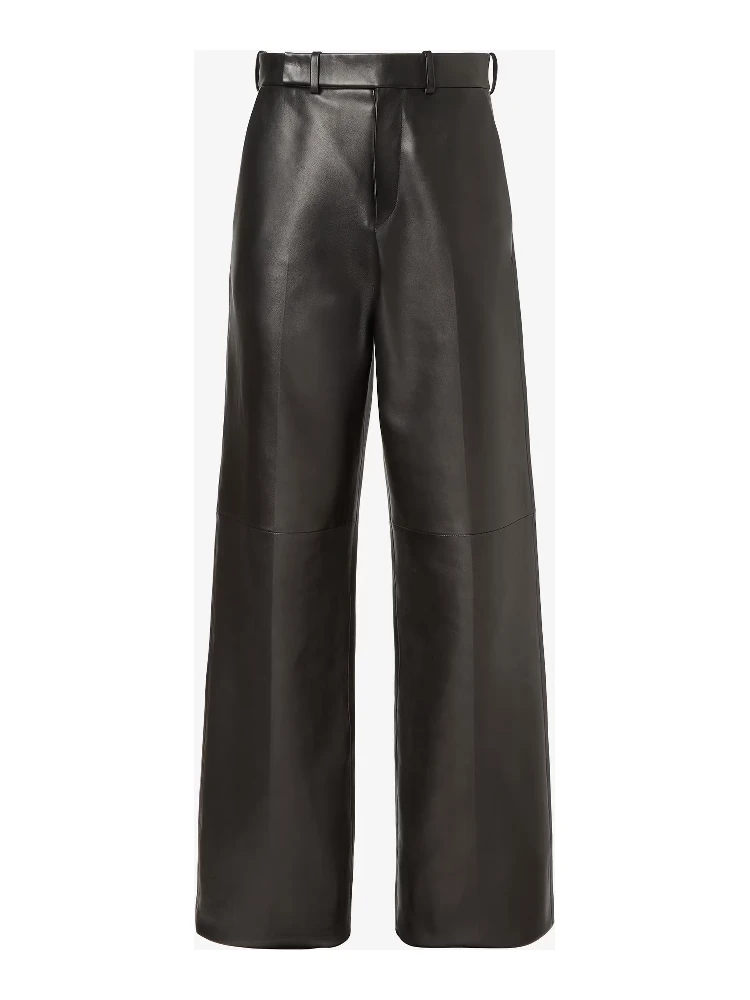 Wide fit pants in leather