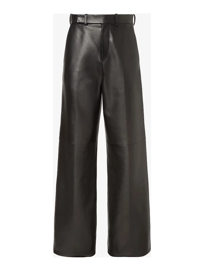 Wide fit pants in leather