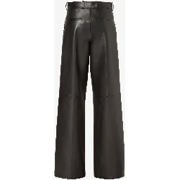 Wide fit pants in leather