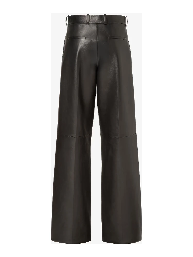 Wide fit pants in leather alternative