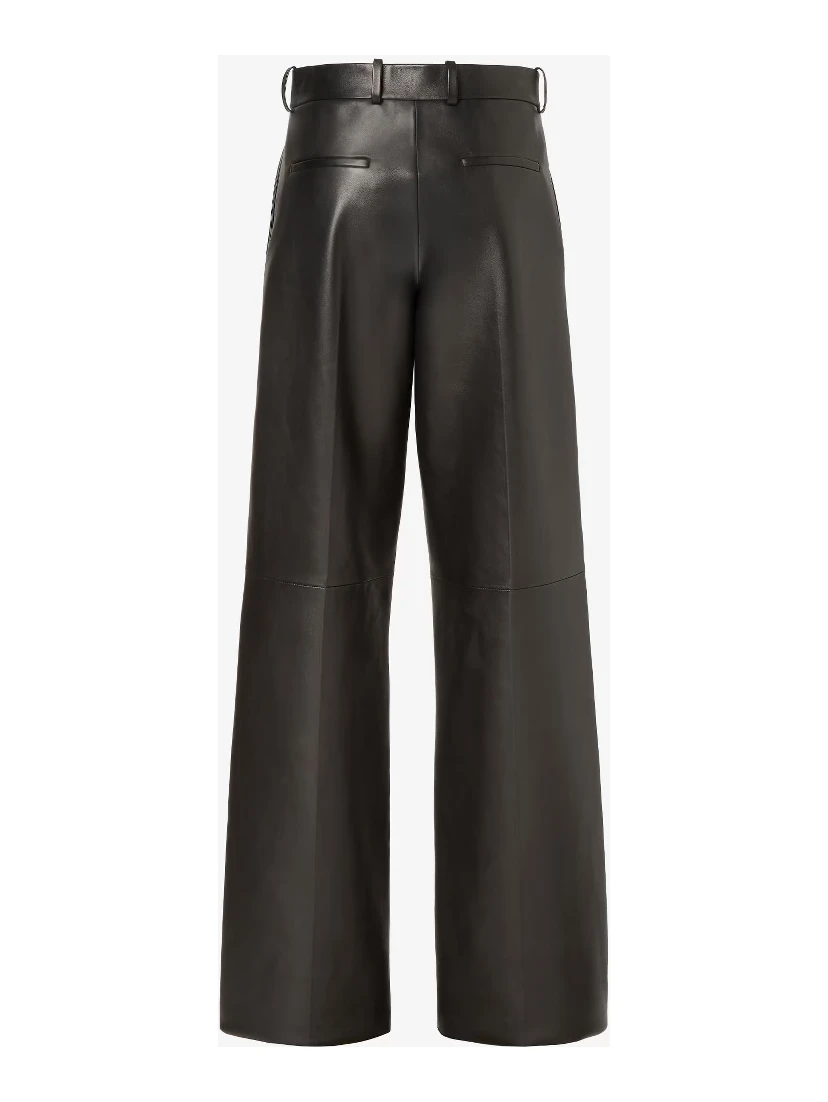 Wide fit pants in leather