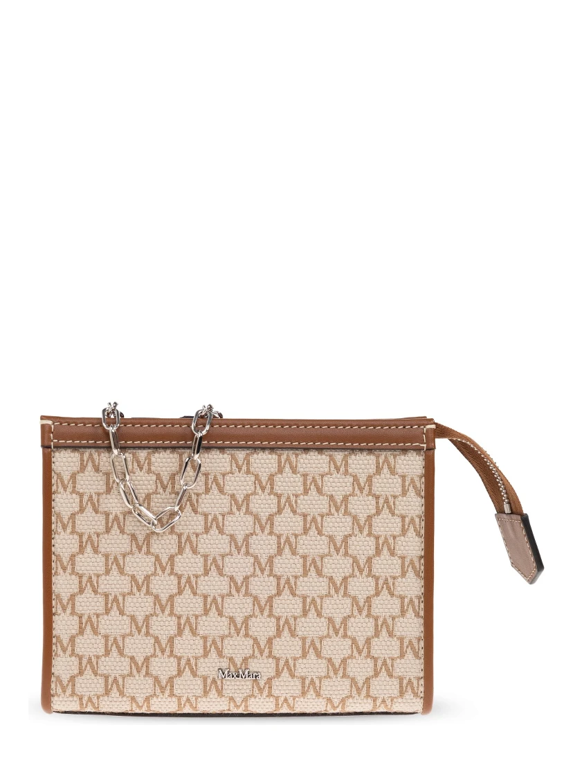 Pouch with chain and monogram