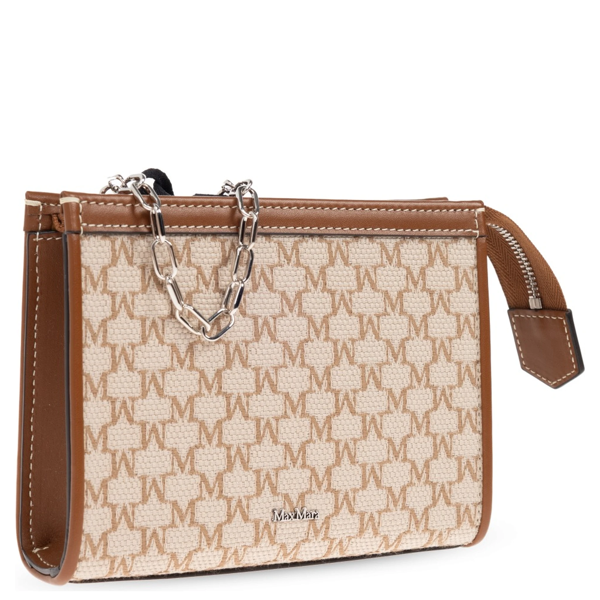 Pouch with chain and monogram