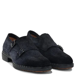 Suede double buckle loafers