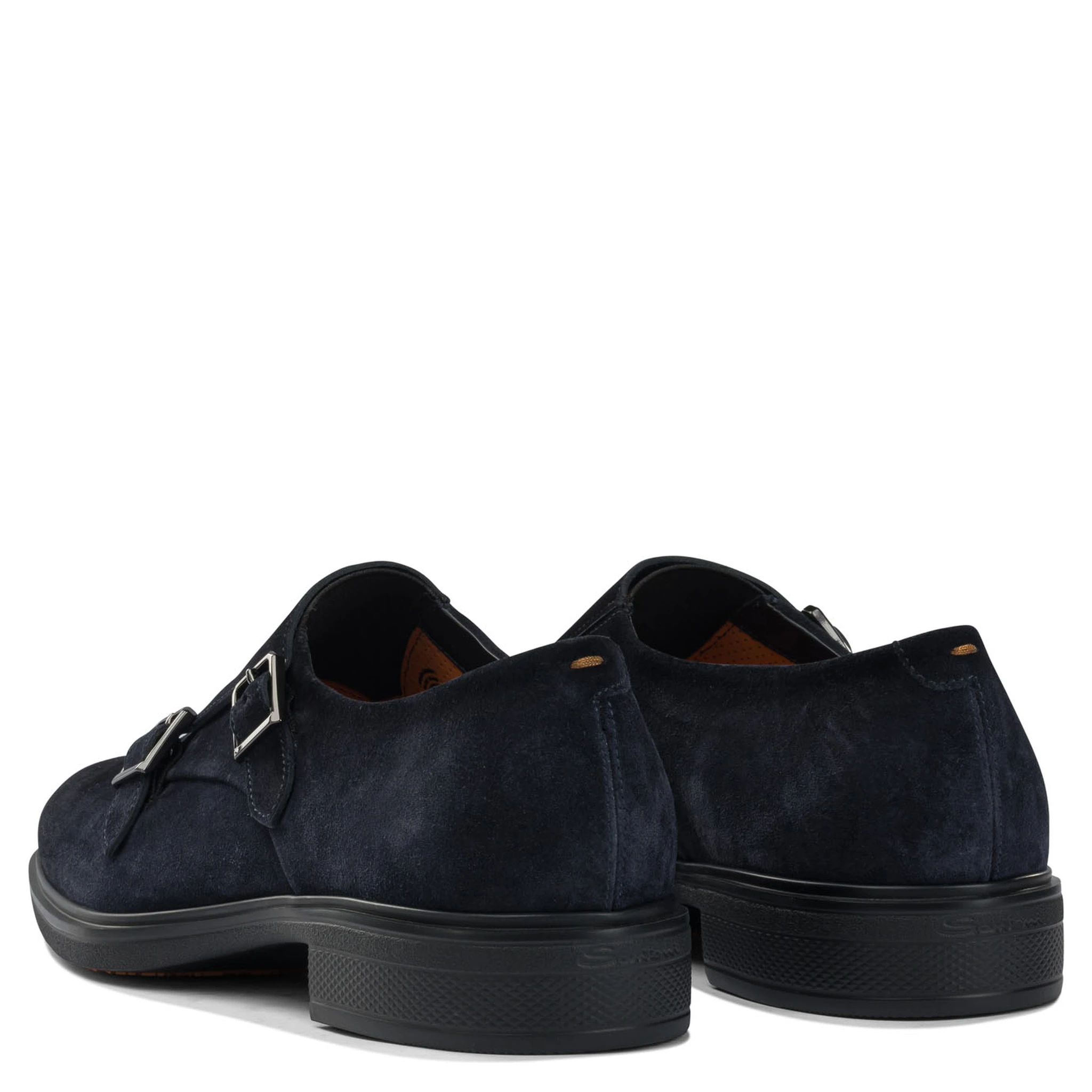 Suede double buckle loafers