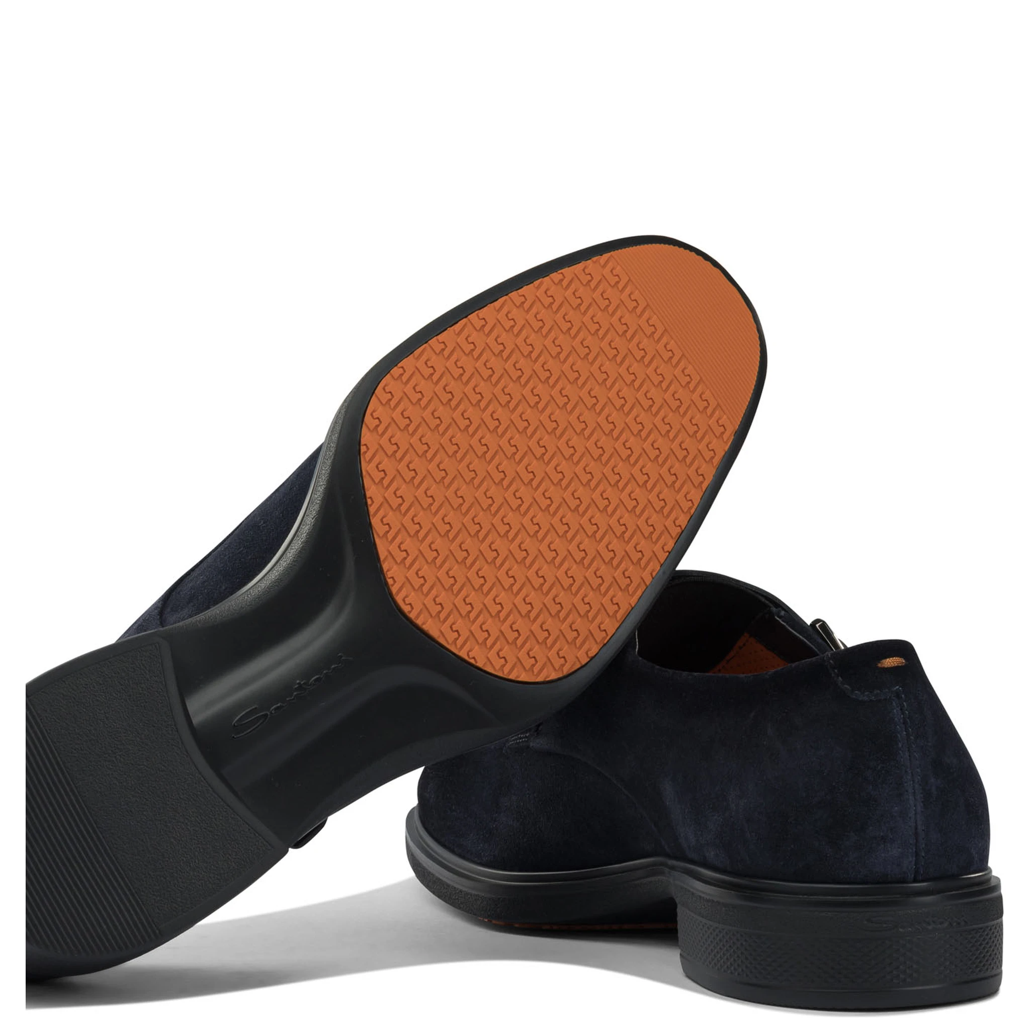 Suede double buckle loafers