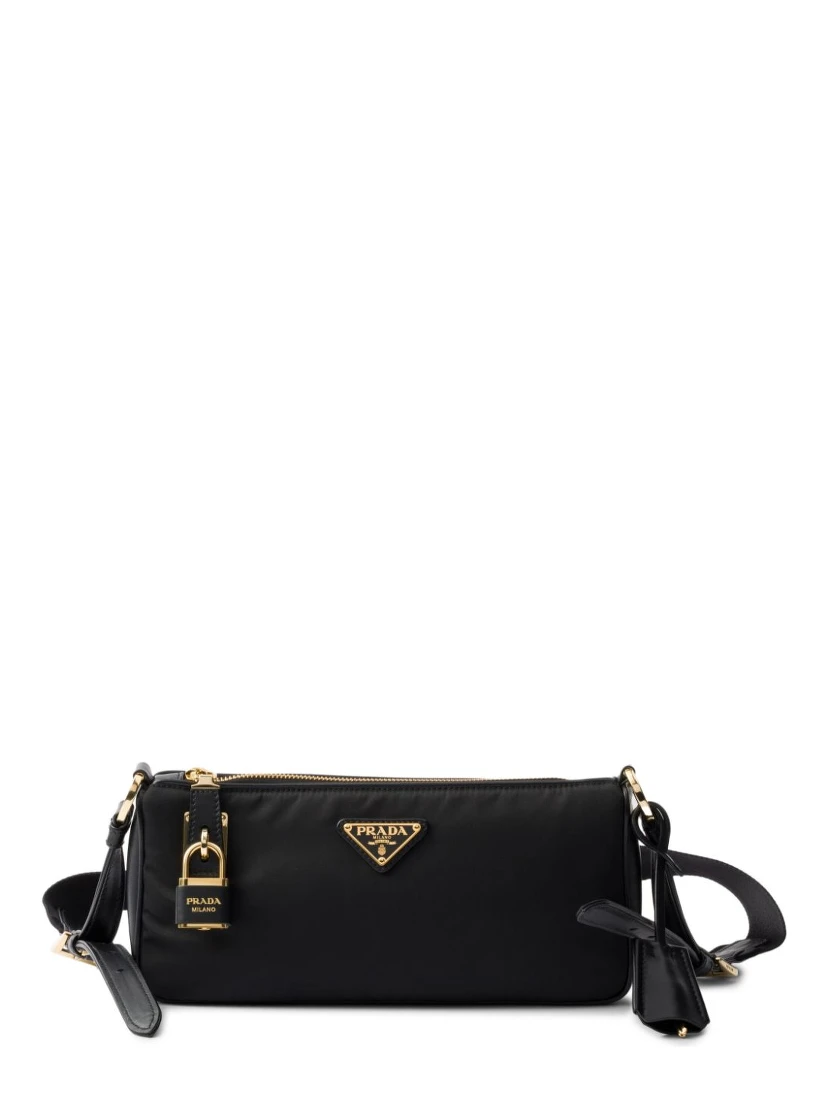 Shoulder bag in Re-Nylon and leather