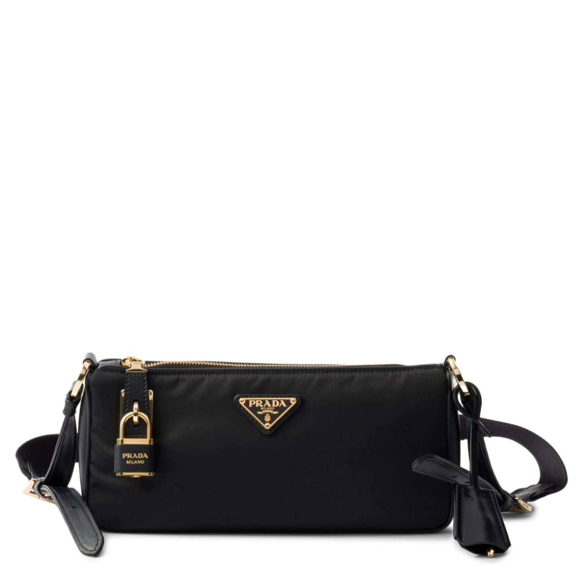 Shoulder bag in Re-Nylon and leather