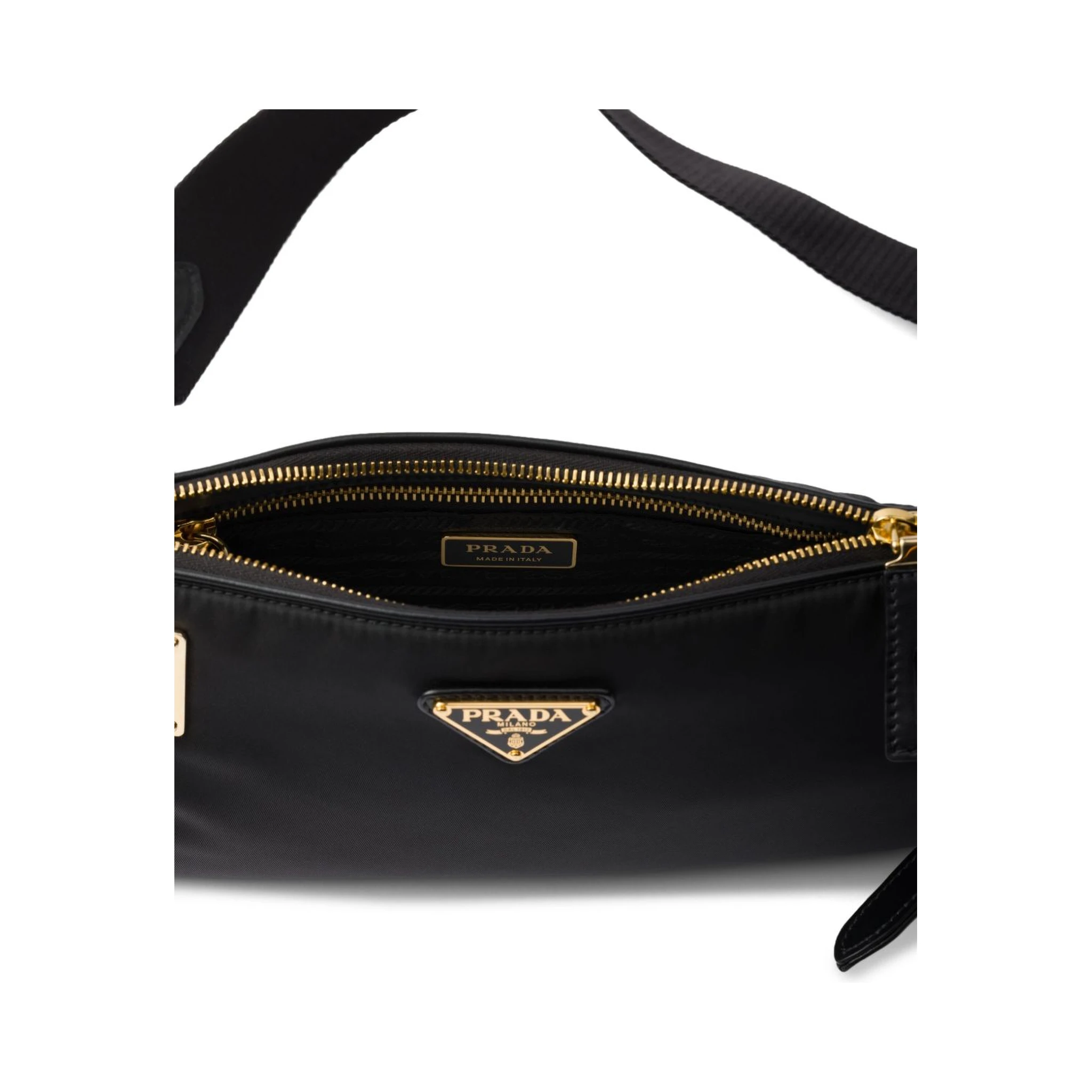 Shoulder bag in Re-Nylon and leather