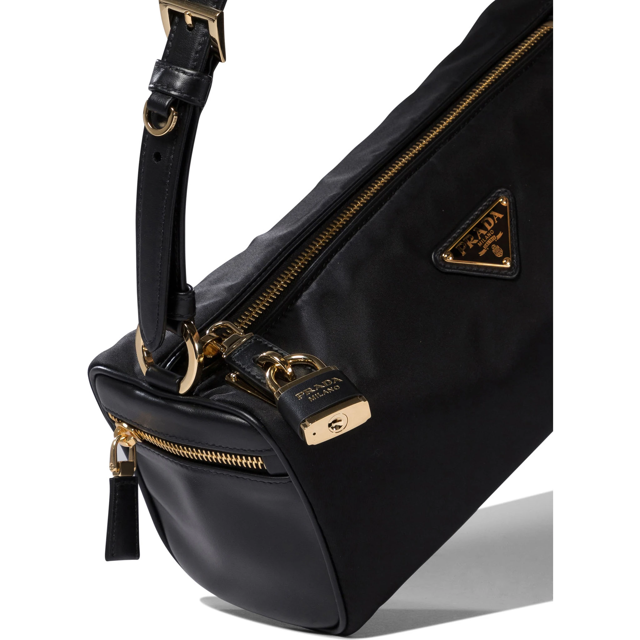 Shoulder bag in Re-Nylon and leather