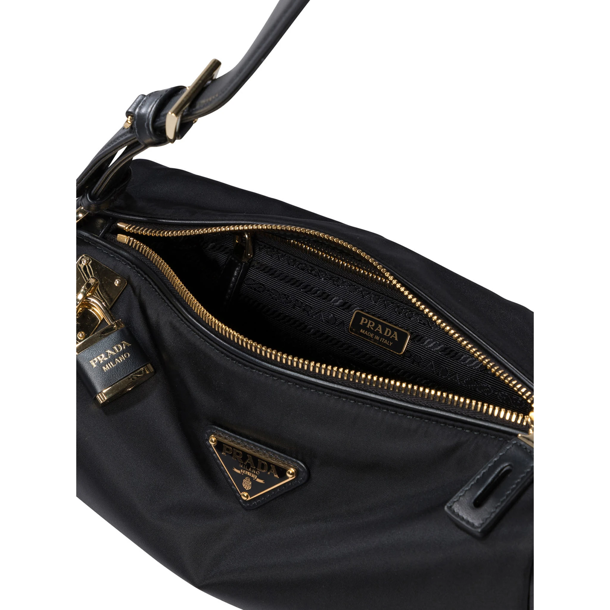 Shoulder bag in Re-Nylon and leather
