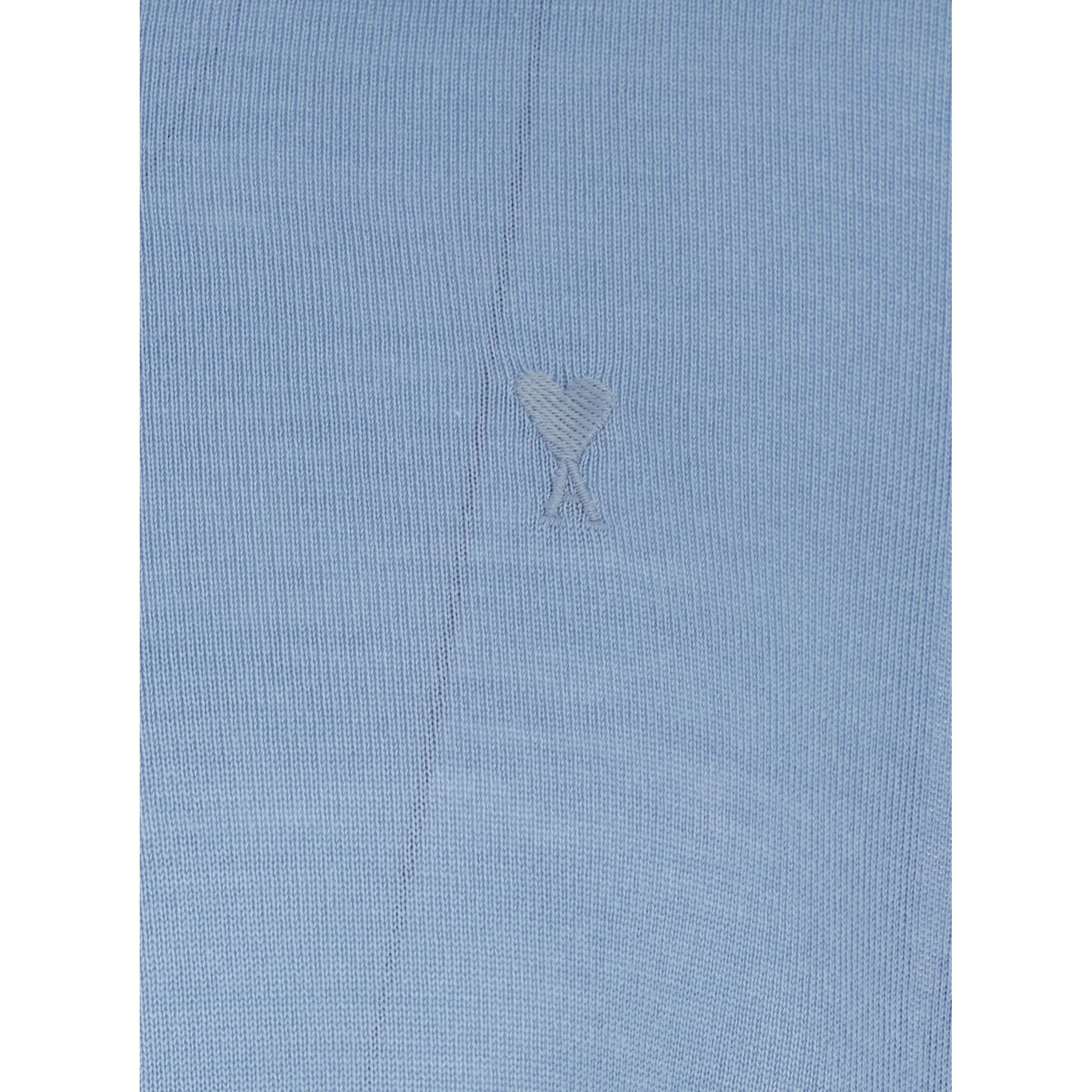 Light Blue Polo Shirt with Classic Collar and ADC Embroidery on the Front in Cotton and Silk Man