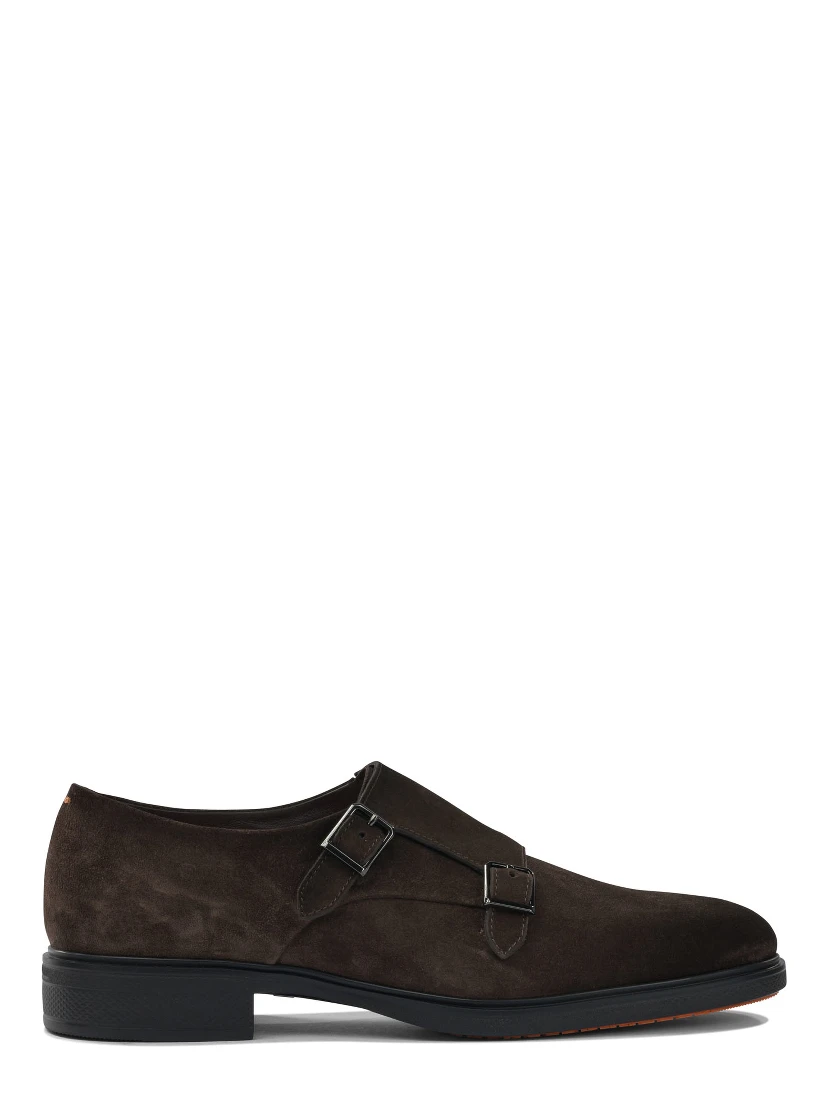 Suede double buckle loafers
