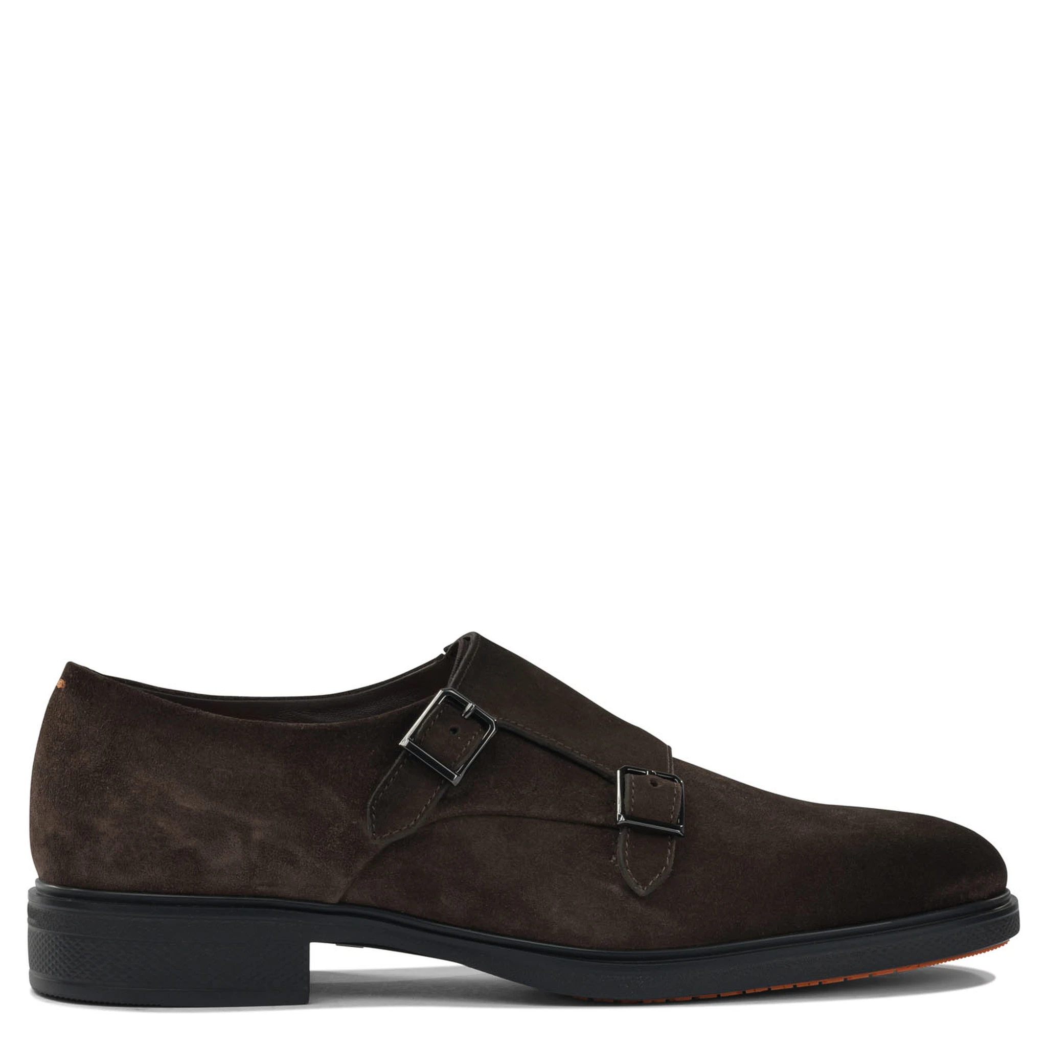 Suede double buckle loafers