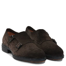Suede double buckle loafers