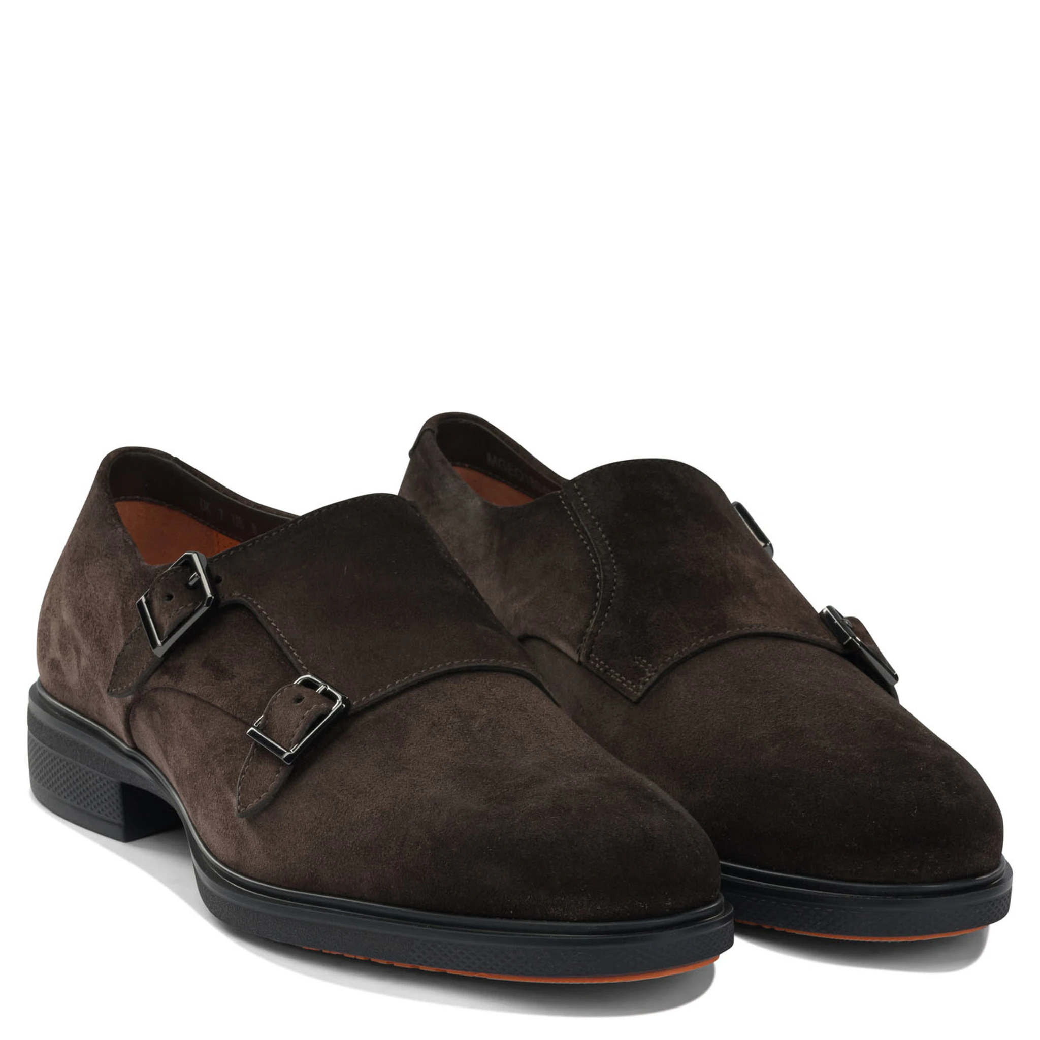 Suede double buckle loafers