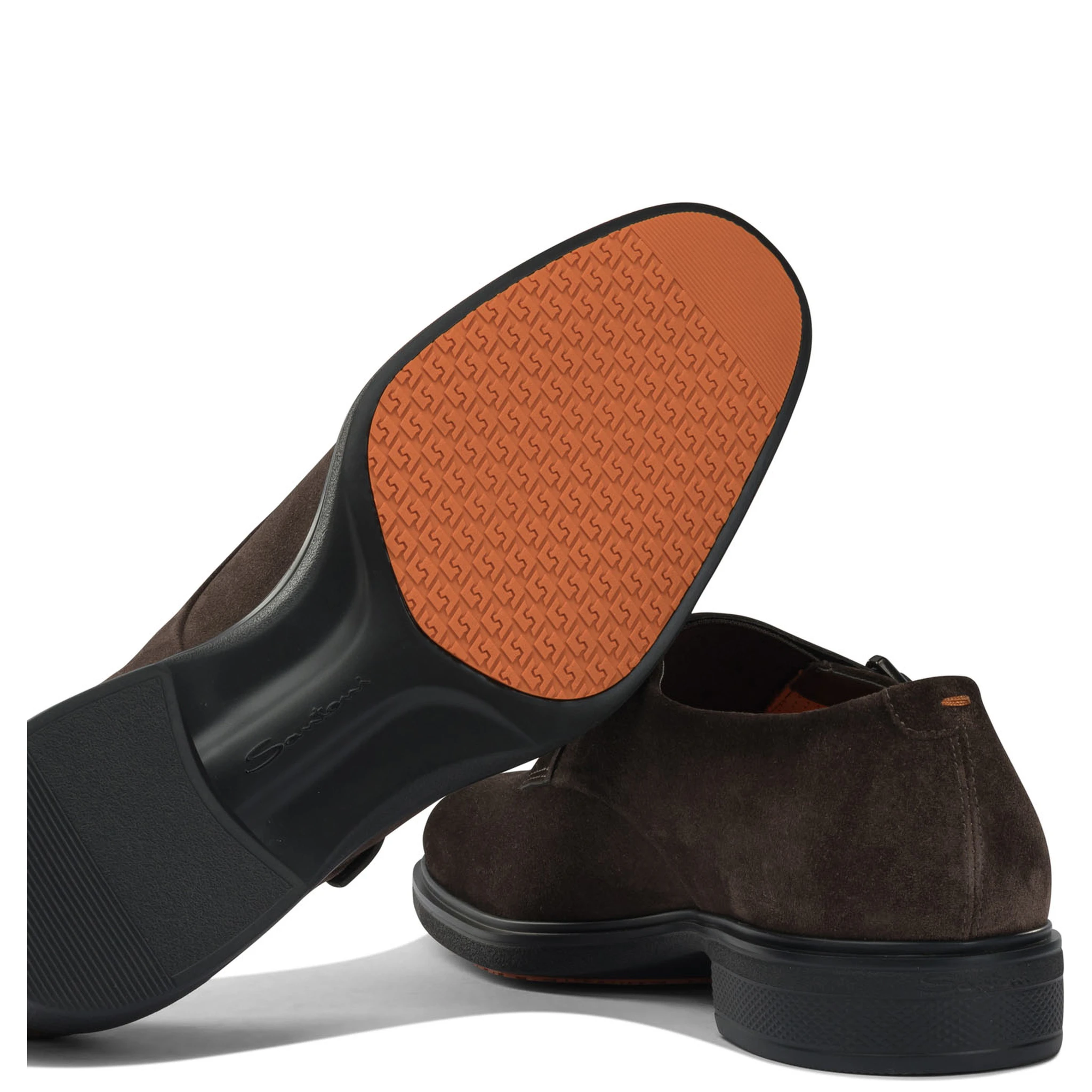 Suede double buckle loafers