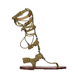 Gray Leather Flip-Flop Sandals
