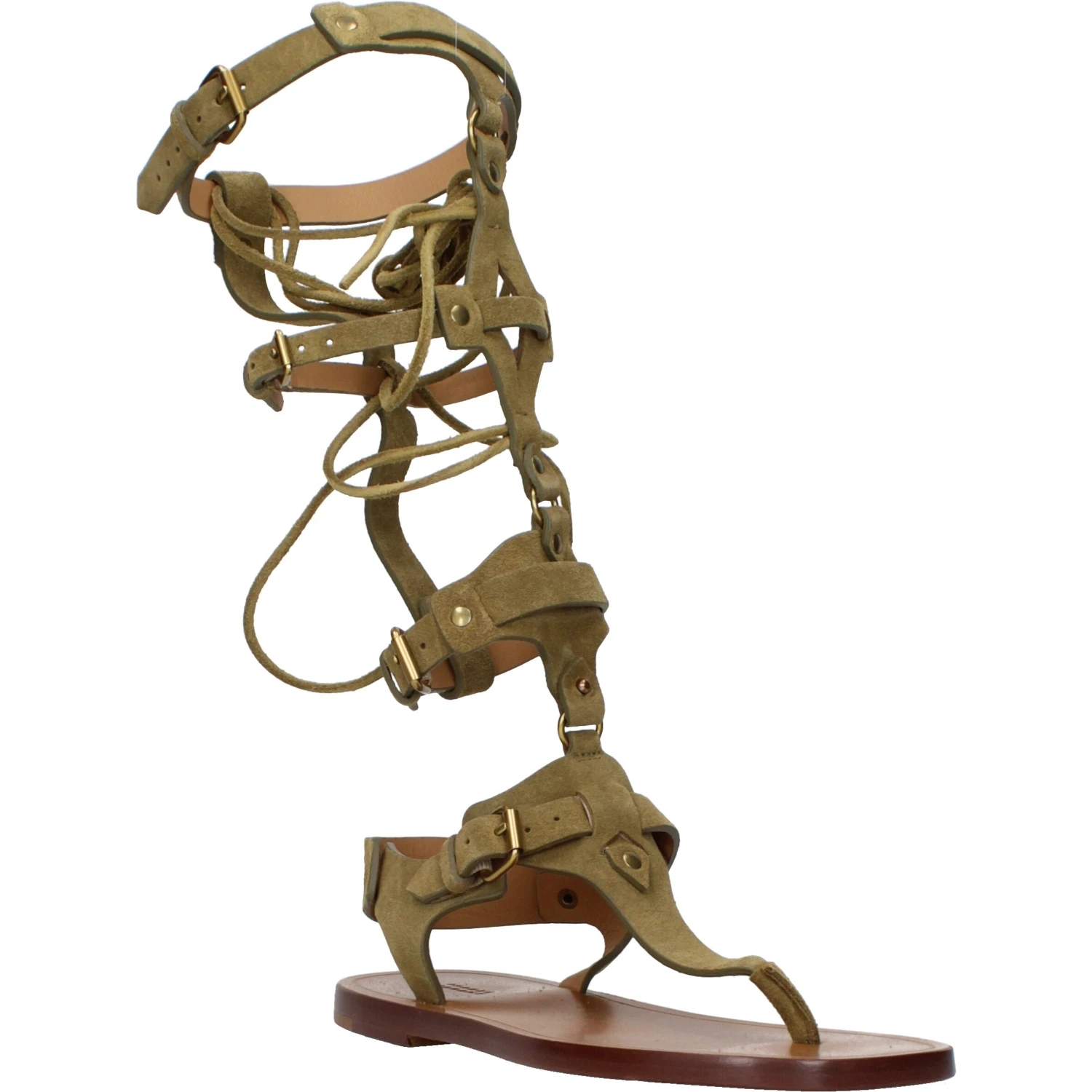Gray Leather Flip-Flop Sandals