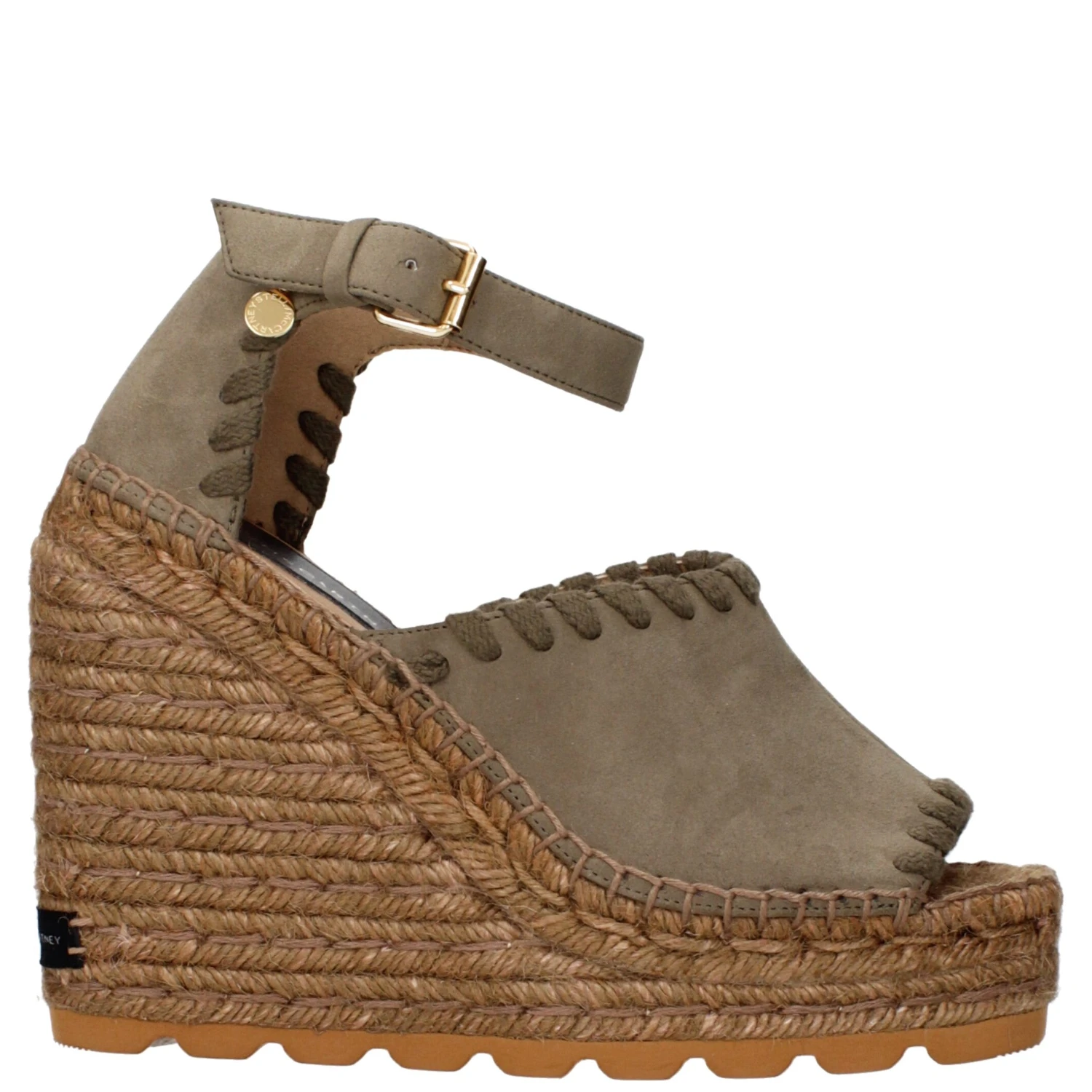 Green Leather Wedge Sandals