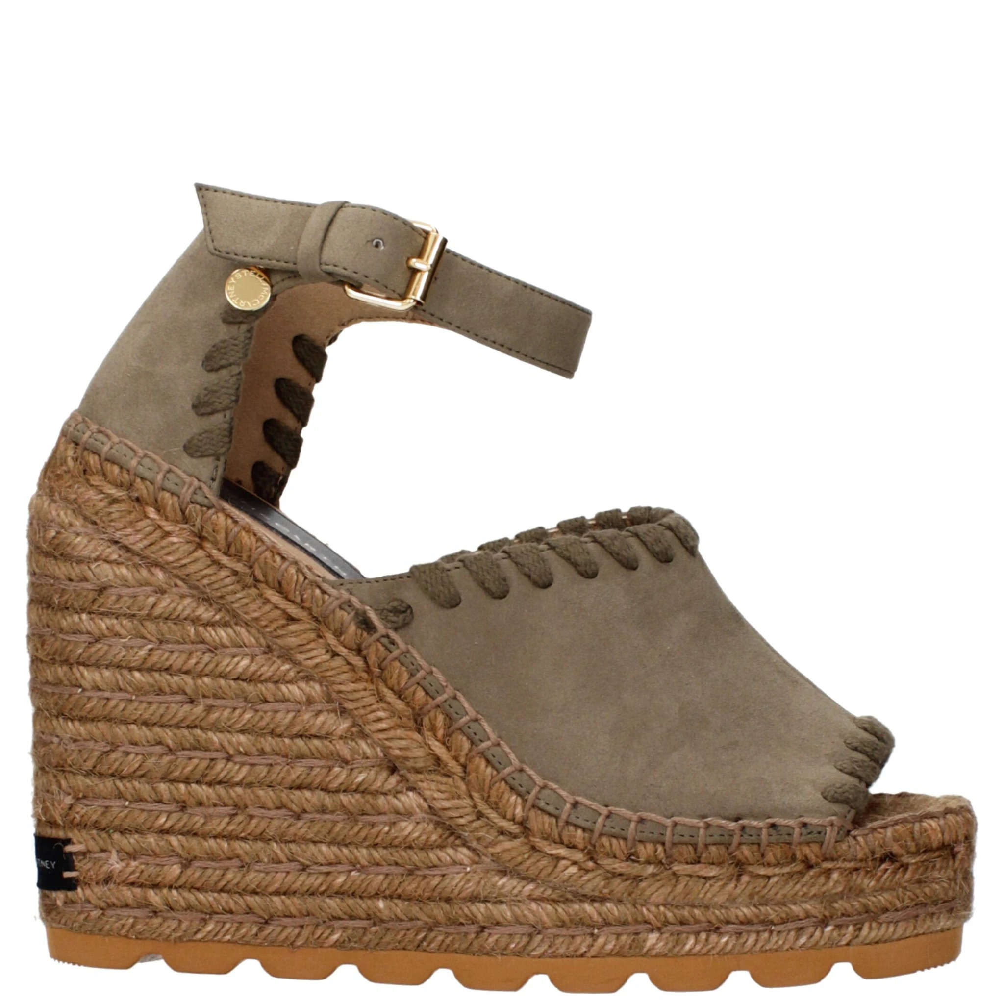 Green Leather Wedge Sandals
