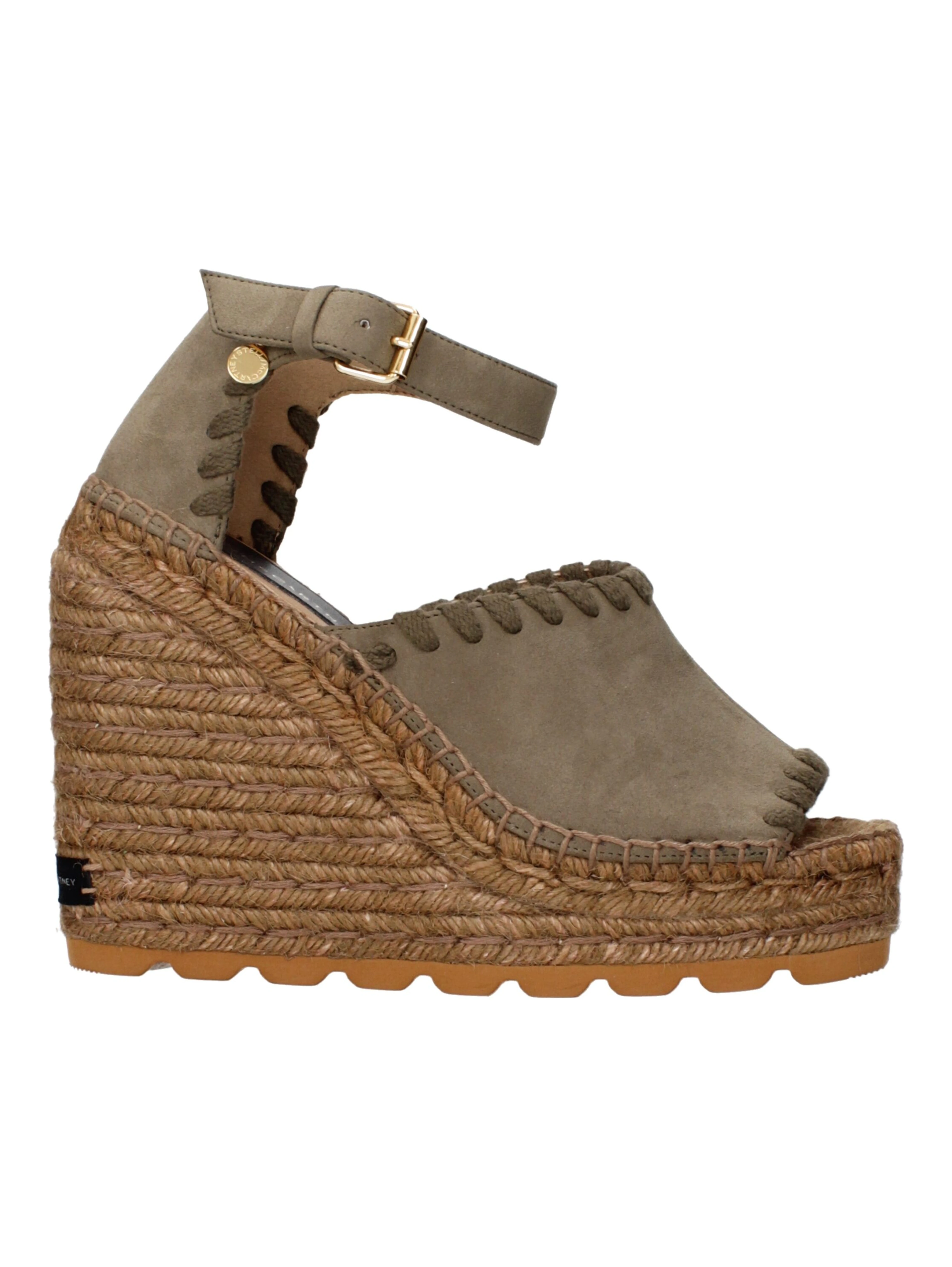 Green Leather Wedge Sandals