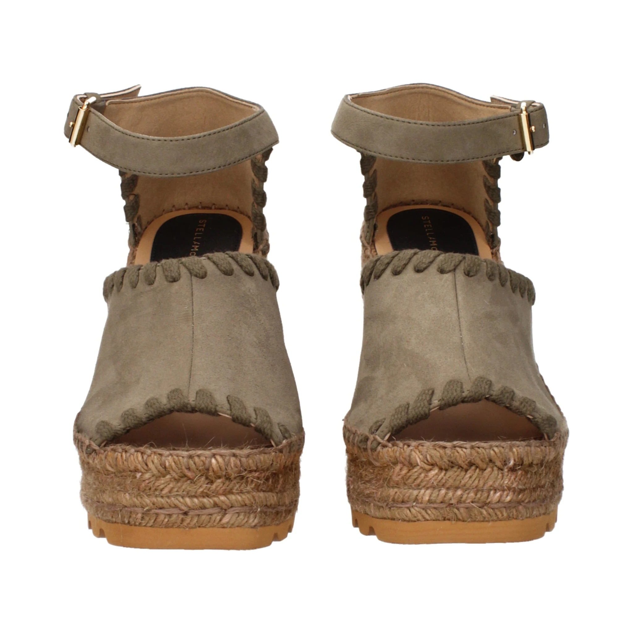 Green Leather Wedge Sandals