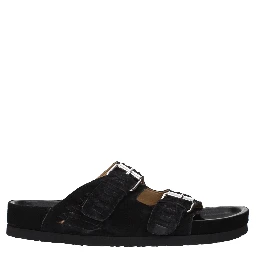 Black Leather Slippers