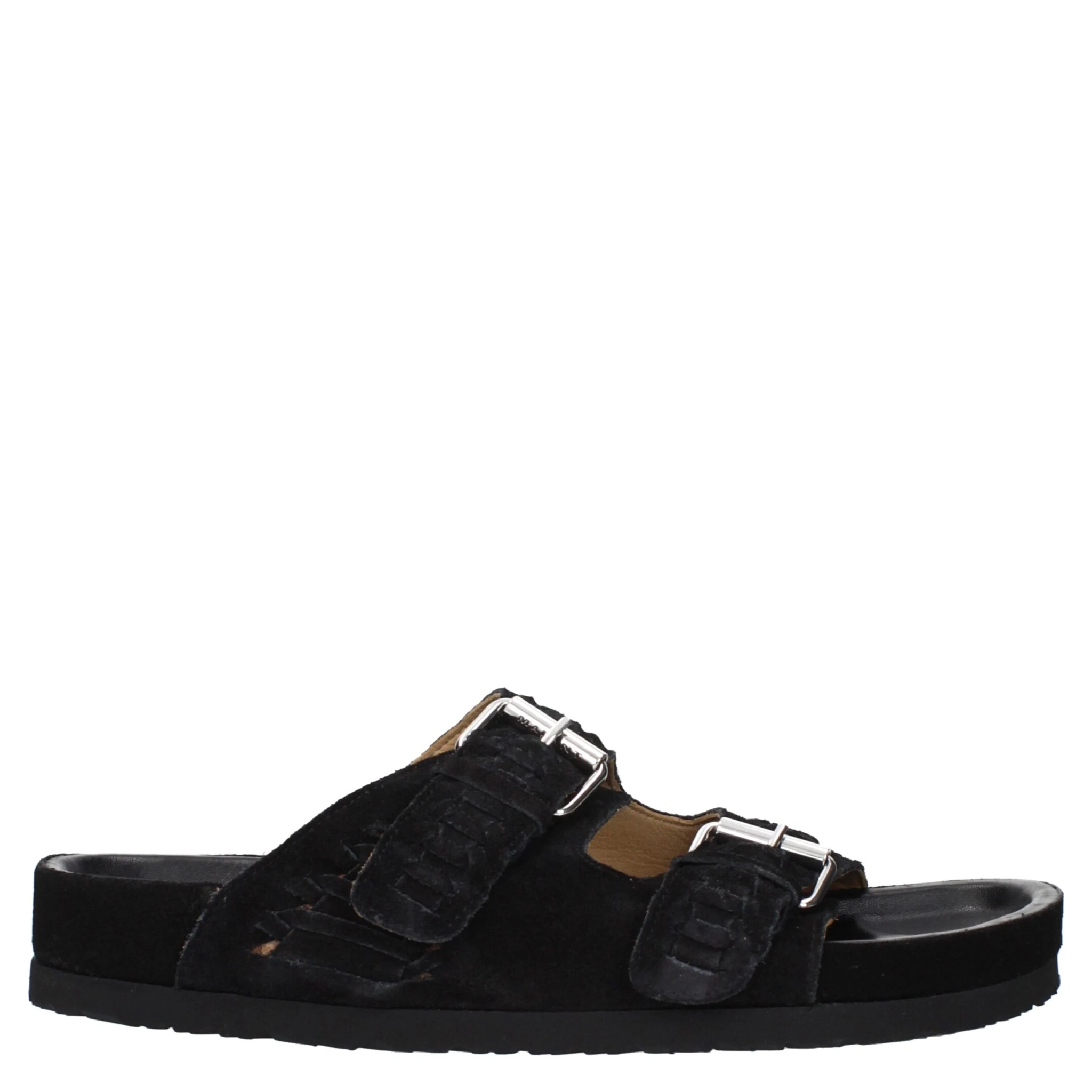 Black Leather Slippers