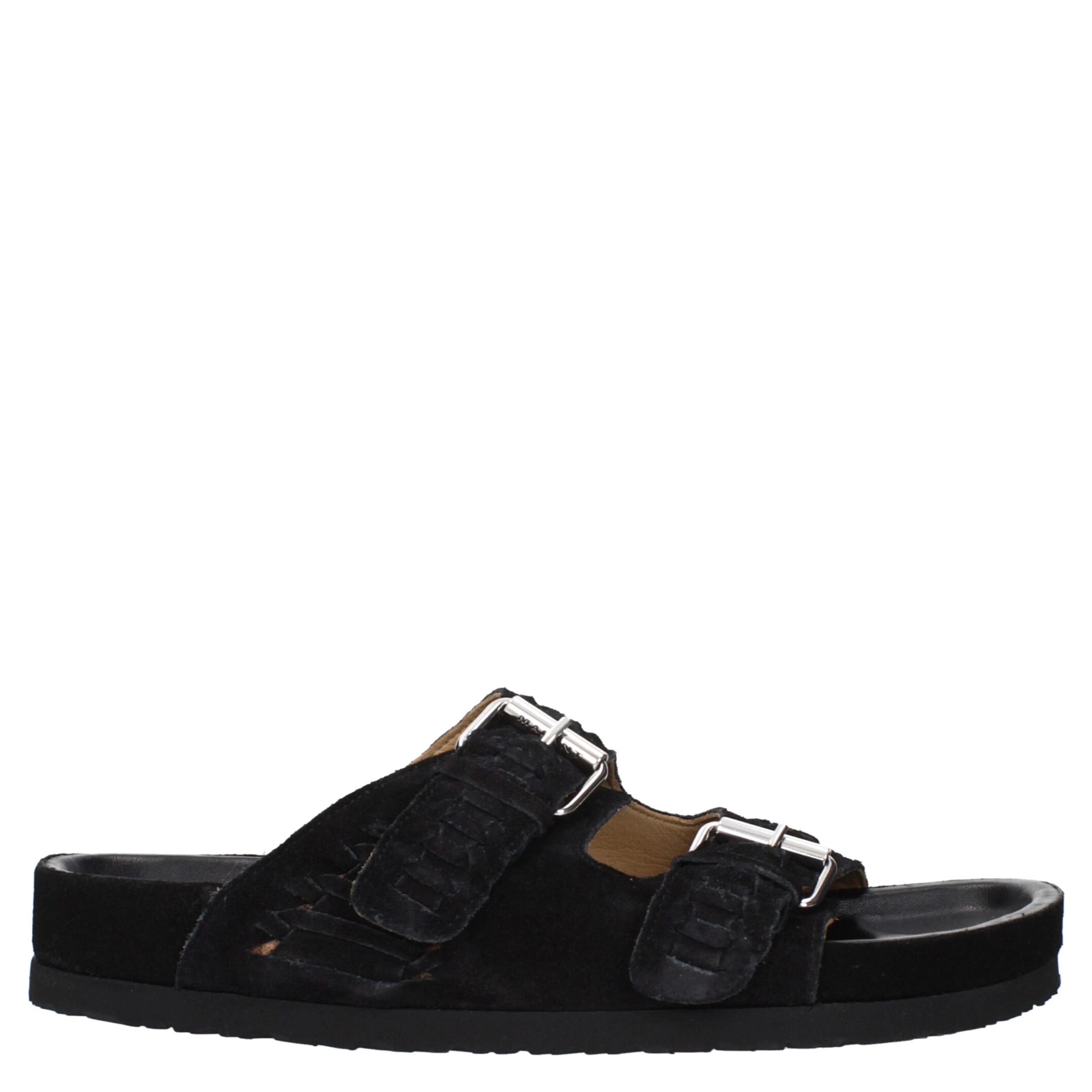 Black Leather Slippers