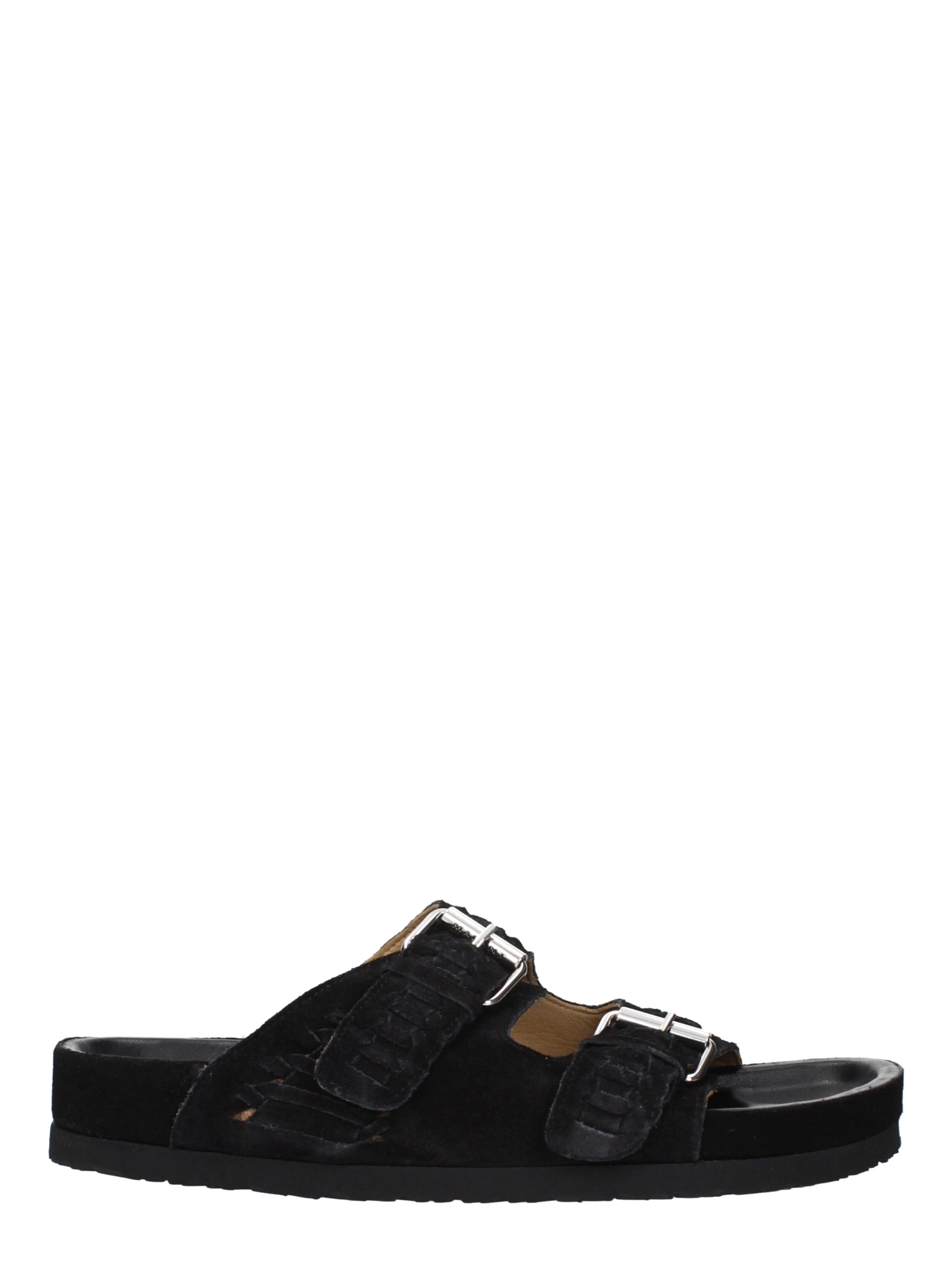 Black Leather Slippers