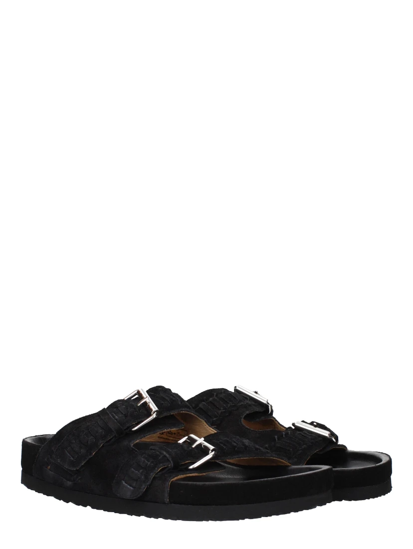 Black Leather Slippers