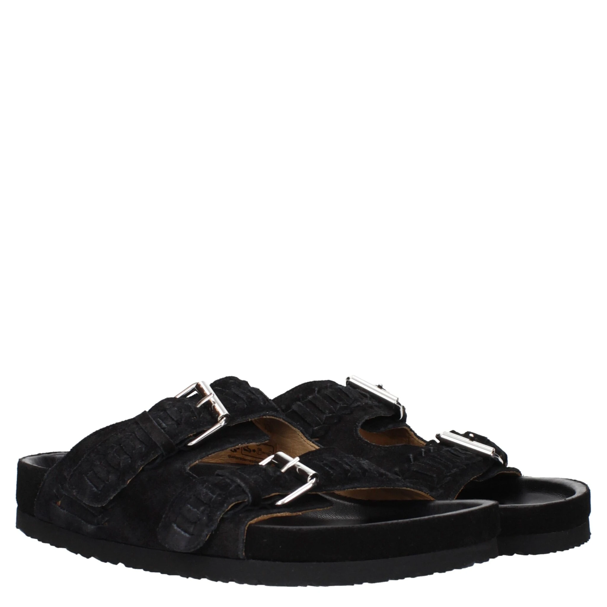 Black Leather Slippers