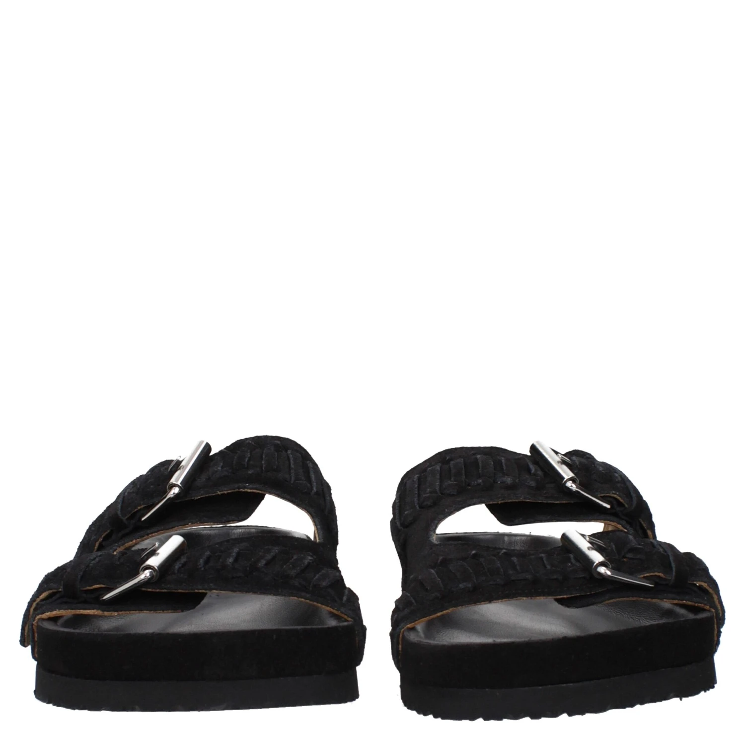 Black Leather Slippers