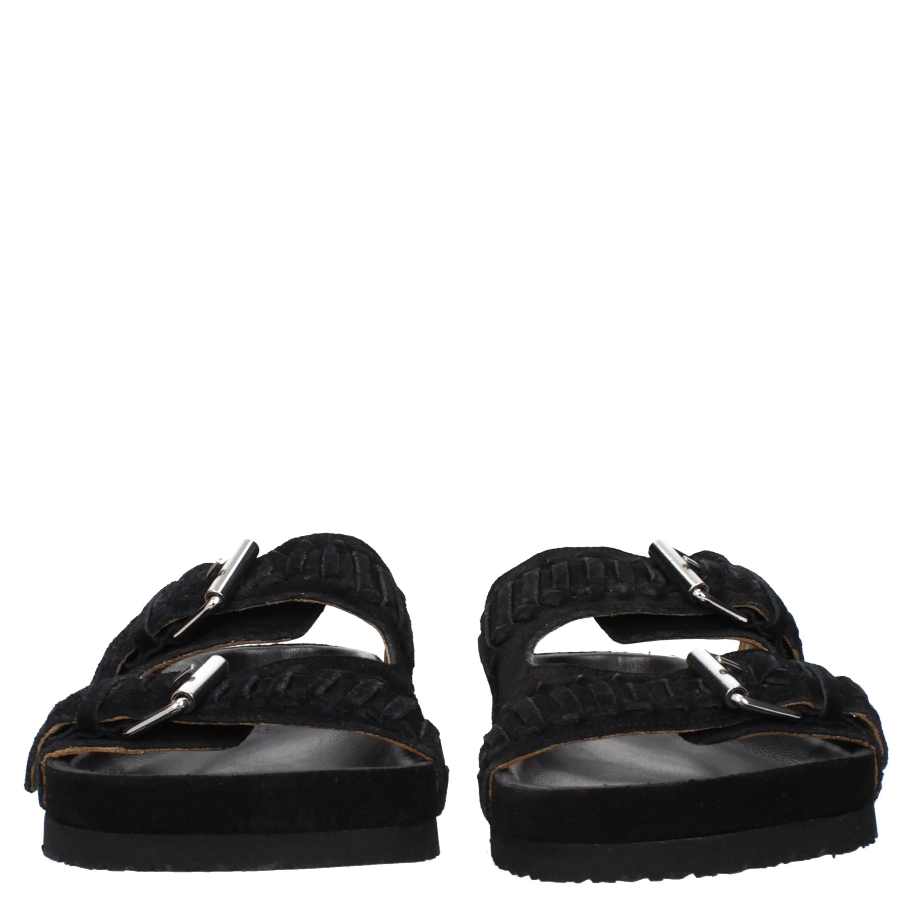Black Leather Slippers