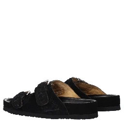 Black Leather Slippers