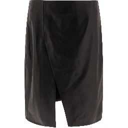 Leather midi skirt