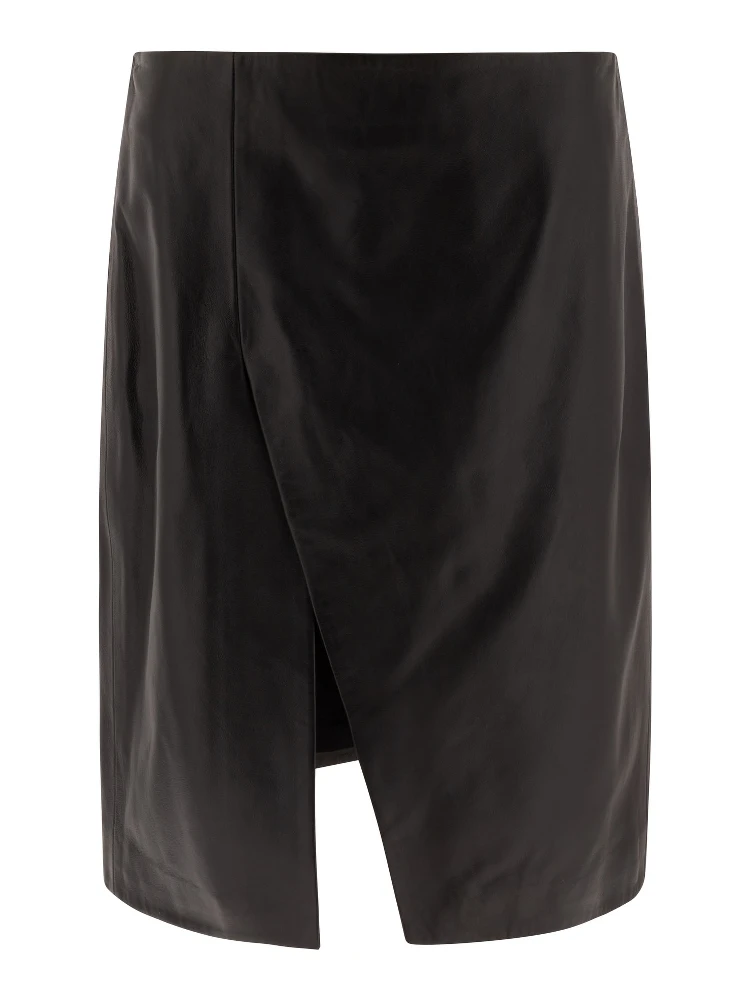 Leather midi skirt
