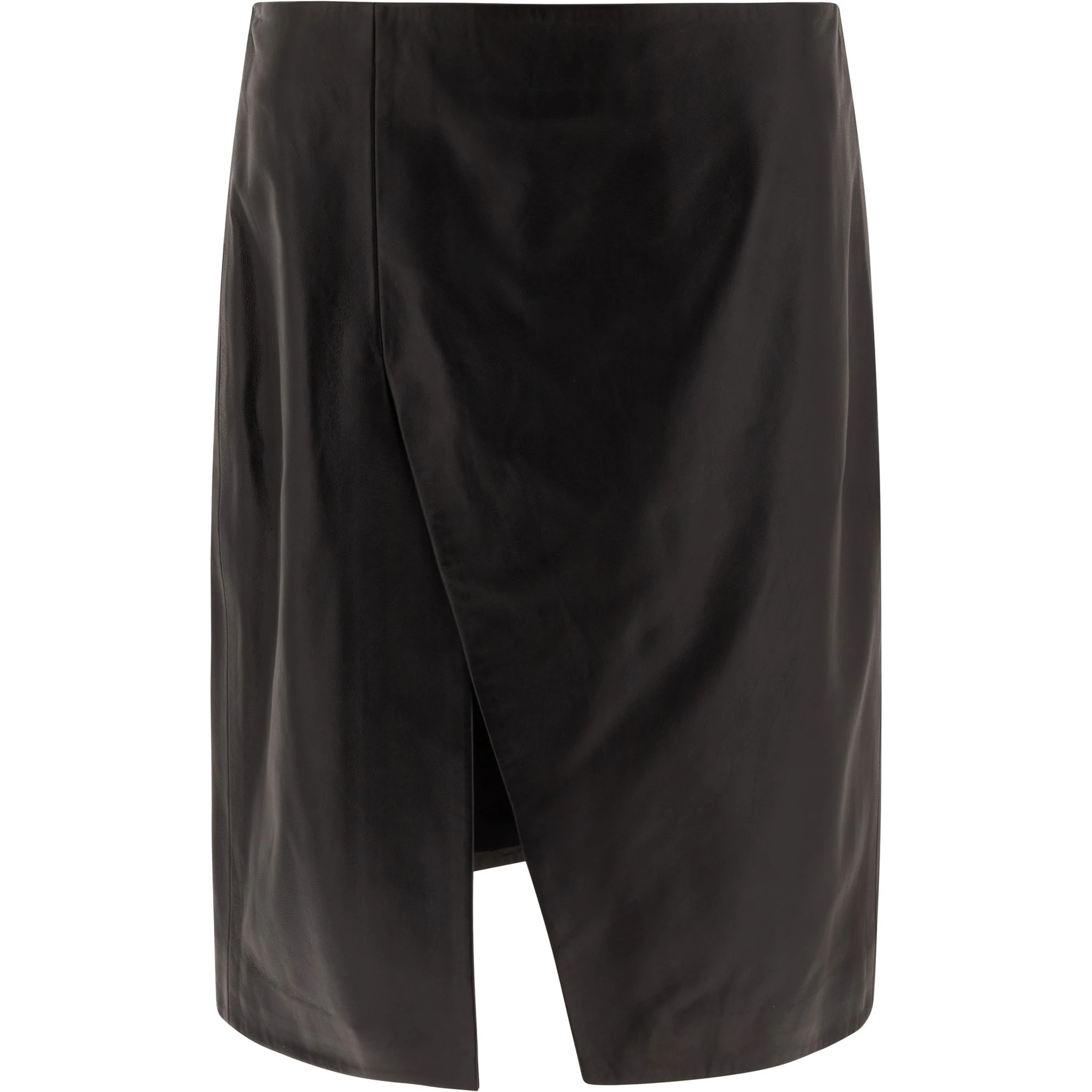 Leather midi skirt